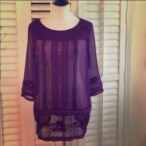 Wendy Bellissimo Sheer Embroidered Beach Coverup M